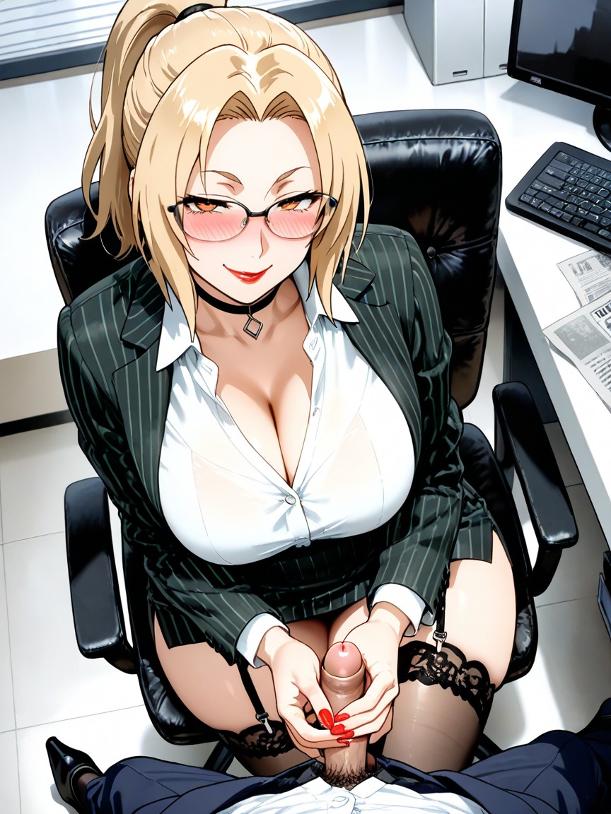 Office, Blonde, Pov Handjob AI Porn