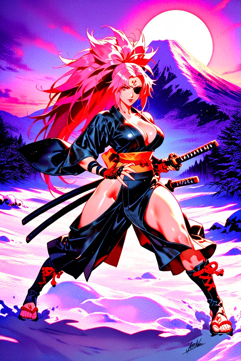 Samurai Stance, Cinemático, Large Breasts Porno IA