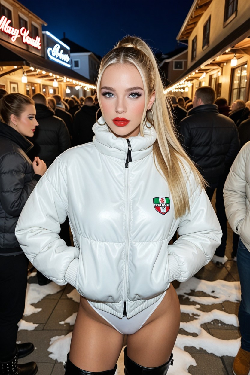 Ojos Azules, Mucha Gente Alrededor, Extreme Blush Porno IA