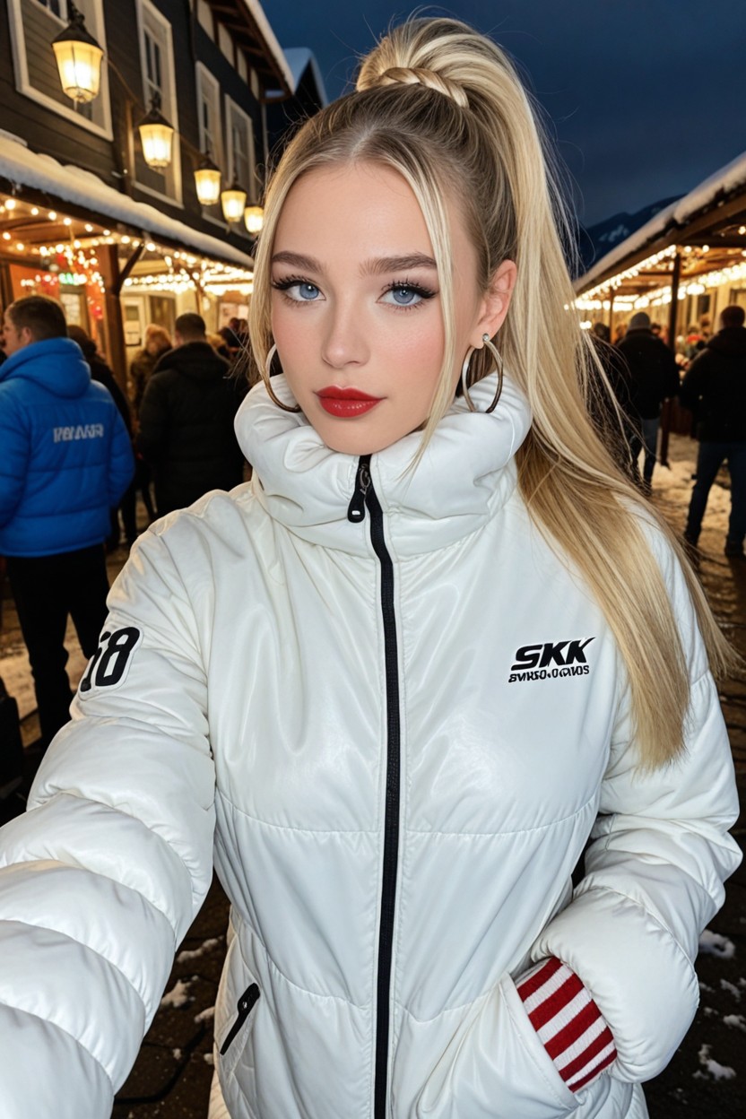 Very Long Full Eyelashes, Her Hair Is Very Blonde, Fiesta Porno IA
