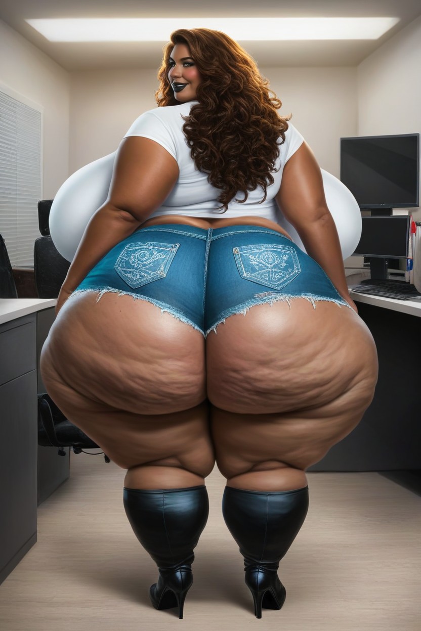 Rear View, Disproportionately Large Ass, Fat Hips AI Porn