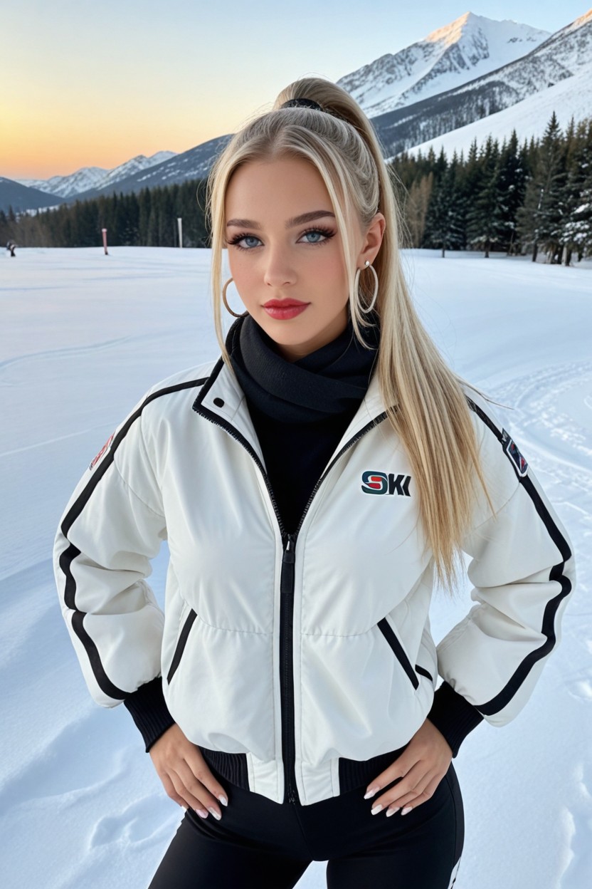 Cosplay, Very Light Blonde Hair, Long Spindly Legs Porno IA
