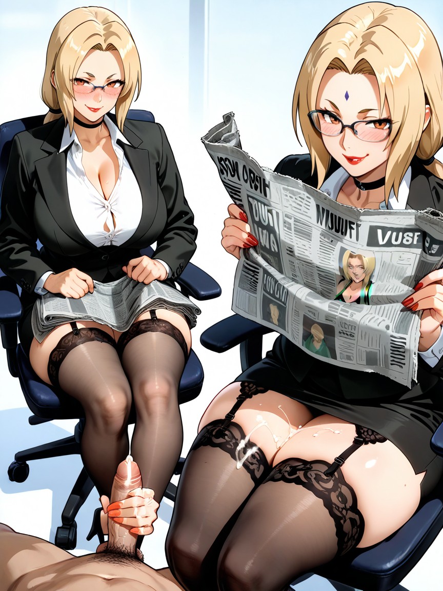Pechos Grandes, Glasses, Black High Heels Porno IA