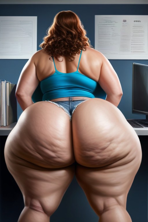 Extremely Wide Hips, Gigantic Fake Booty Like, Extremadamente Pesado En La Parte Inferior Porno IA