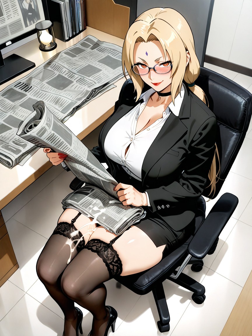 1 Person, Cum On Newspaper, Large Breast AI Porn