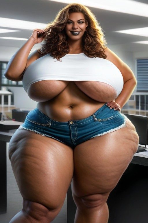 Extremely Big Round Ass, Cellulite, Black Lipstick Porno IA