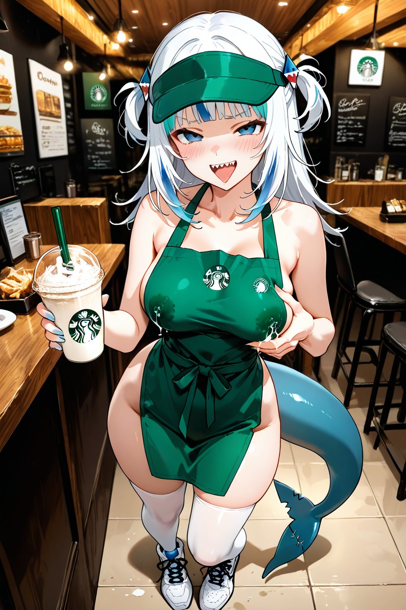 Ahegao Eyes, Gawr Gura, De Pie Porno IA
