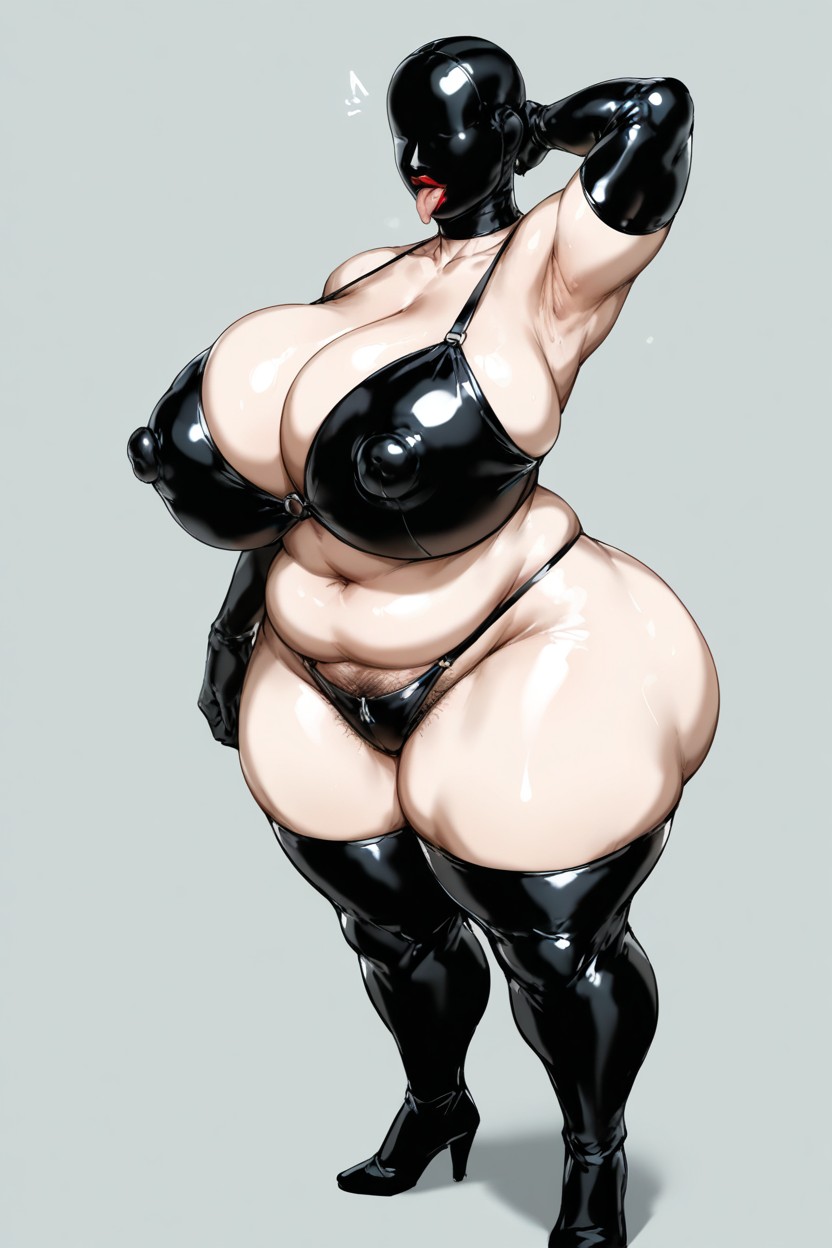 혀 내밀기, Face Not Visible, Gigantic Thighs AI 야짤