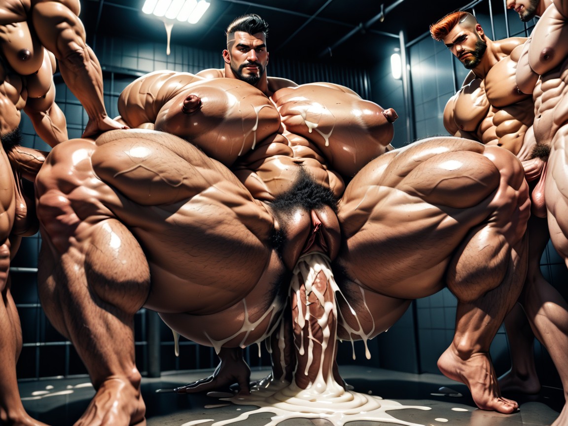 Naked, Cunnilingus, Big Pecs AI Porn