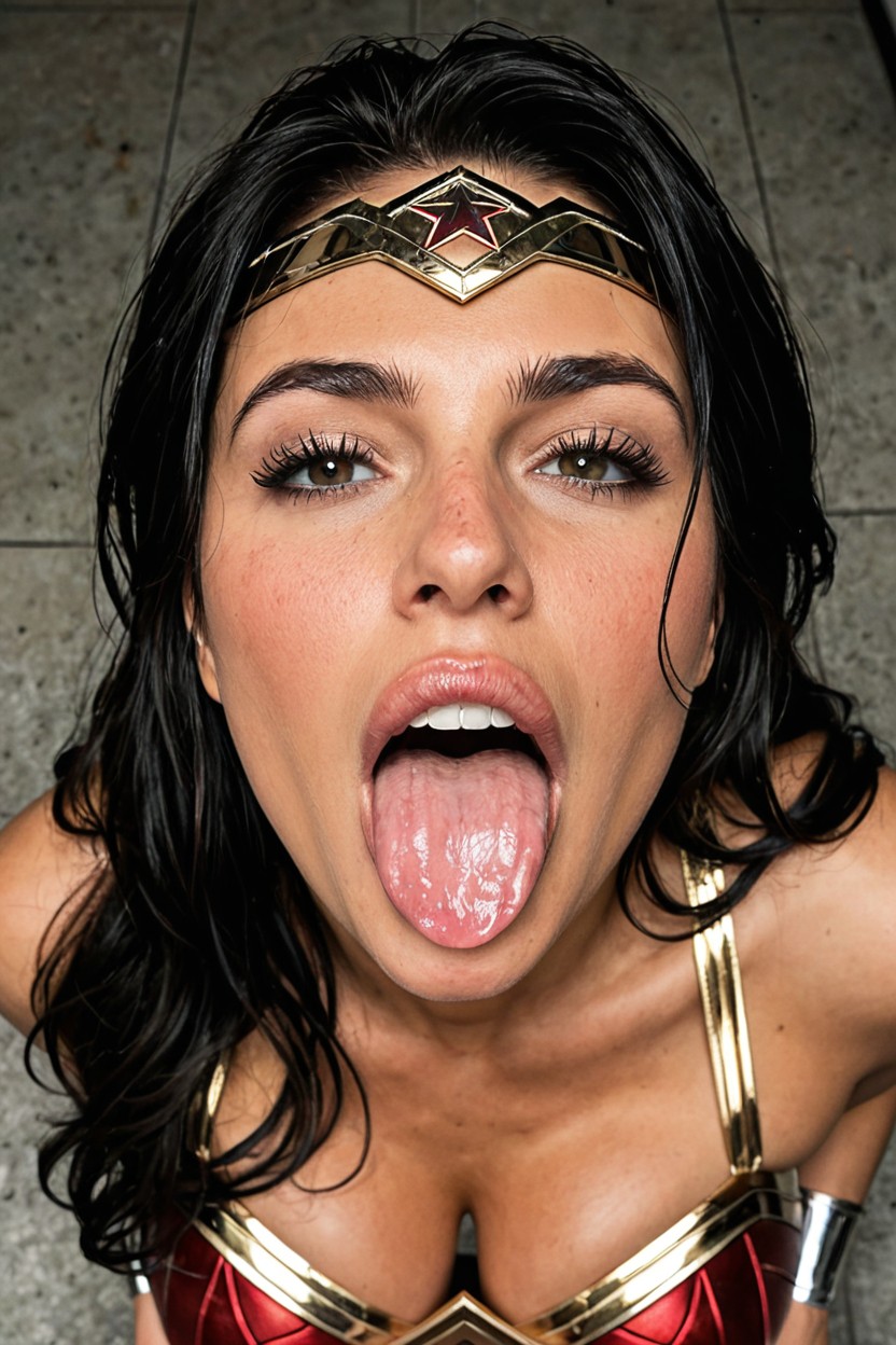 Can See Back Of Throat, Long Flowing Black Dark Hair, Extreme Detail AI Porn