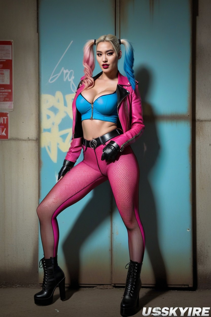 And Heavy Boots Planted On The Metallic Floor Her Twin Ponytails, Flickering Elevator Stalled Levels In A Gritty Cyberpunk High Rise, トップレス AIエロ