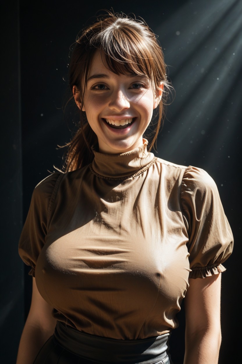 Messy Hair, Dark Room, Cute AI Porn