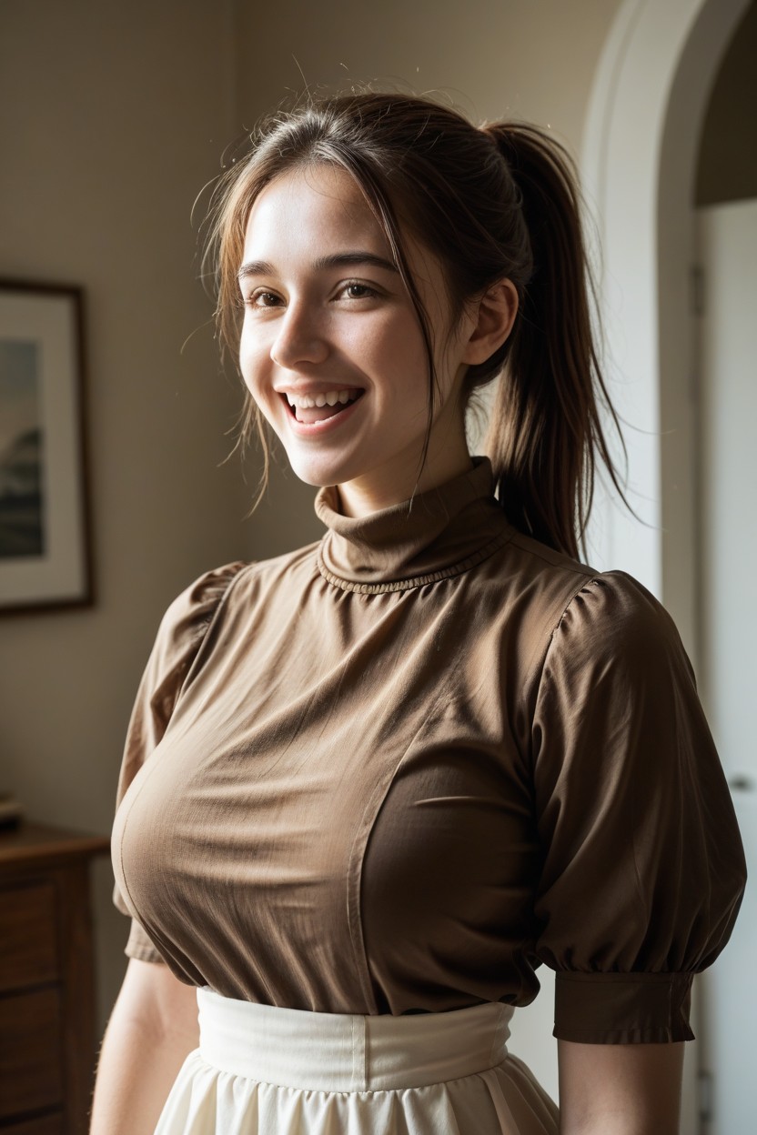 Gigantic Covered Boobs, Messy Hair, Winged Eyelashes AI Porn