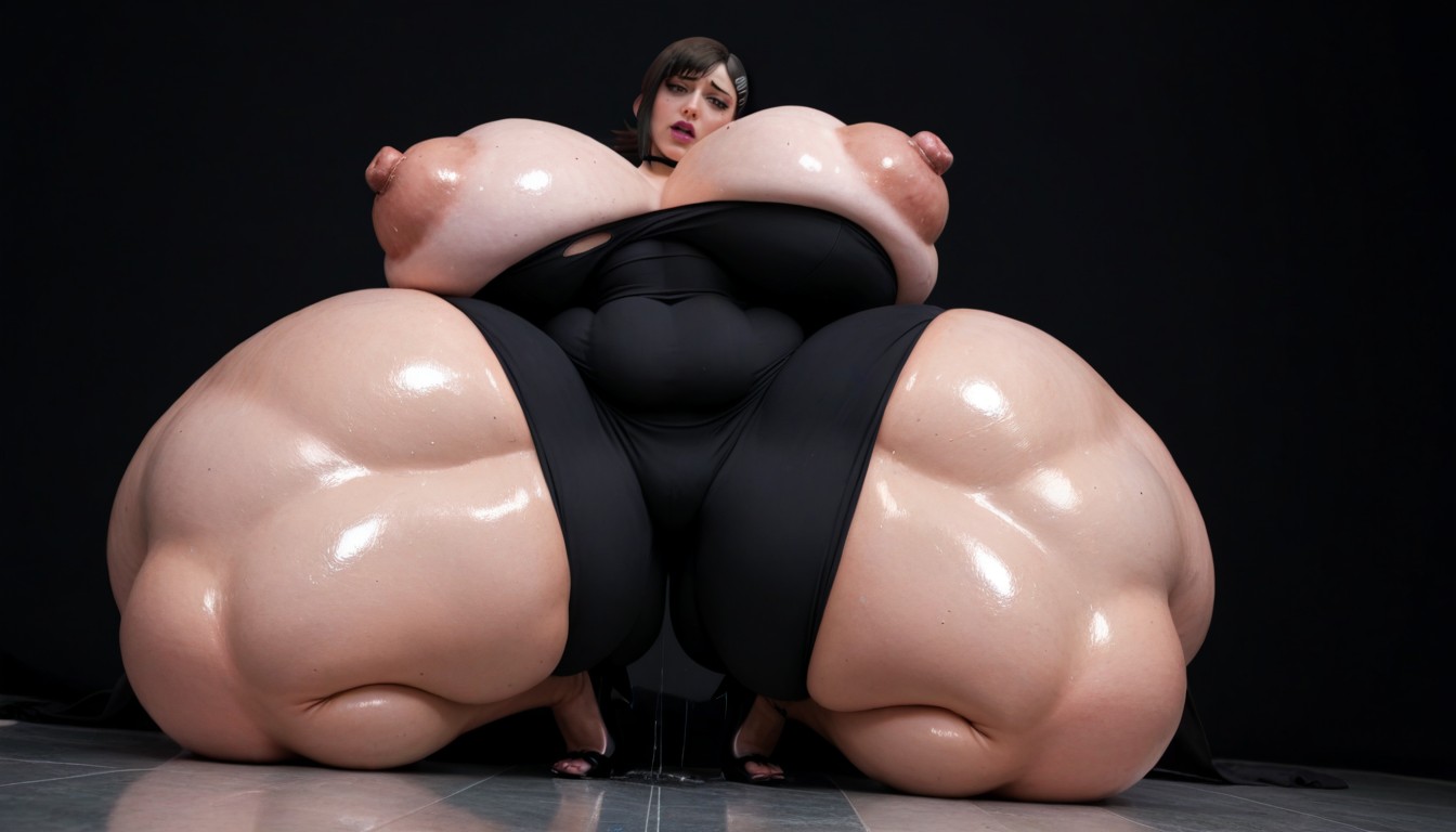 Kneeling, 25+, Insanely Oversized Huge Fat Pink Lip Expansion AI Porn