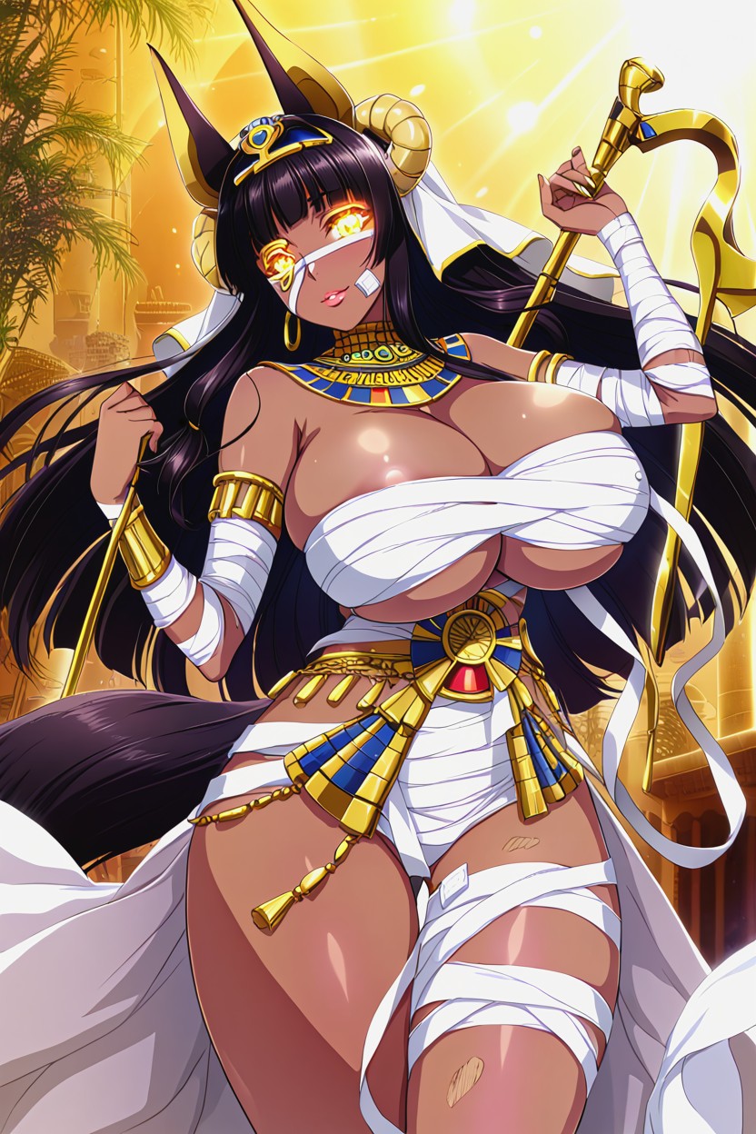 Couronne D'anubis, Tight Bandages On Legs, Long Hair Porno IA