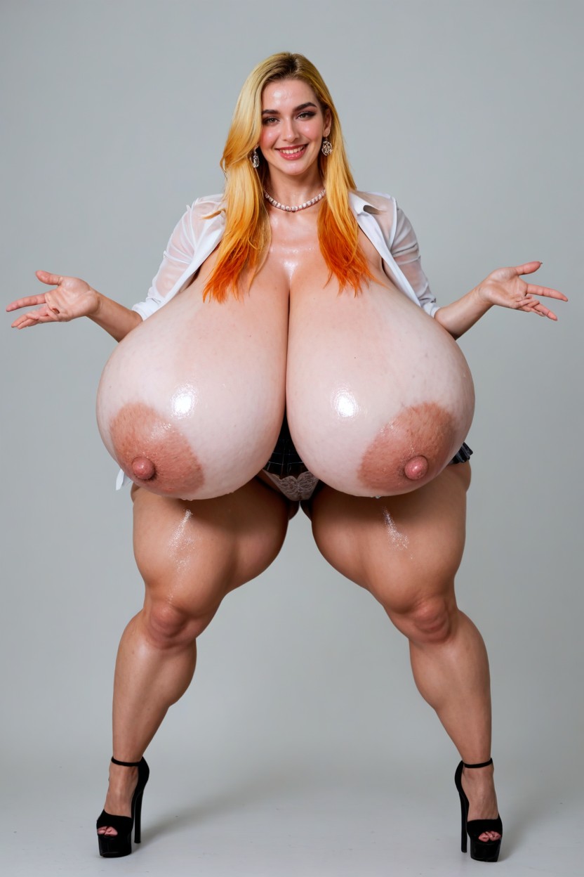 Blonde Highlights, Soft Pale White Skin, Nipples Exposed Porno IA
