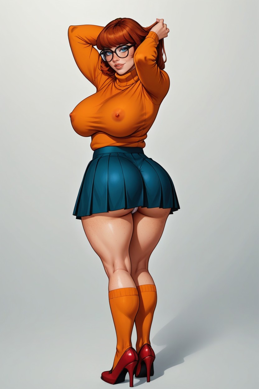 A Red Pleated Skirt, Velma Dinkley From Scooby Doo, Shaved Cunt Porno IA