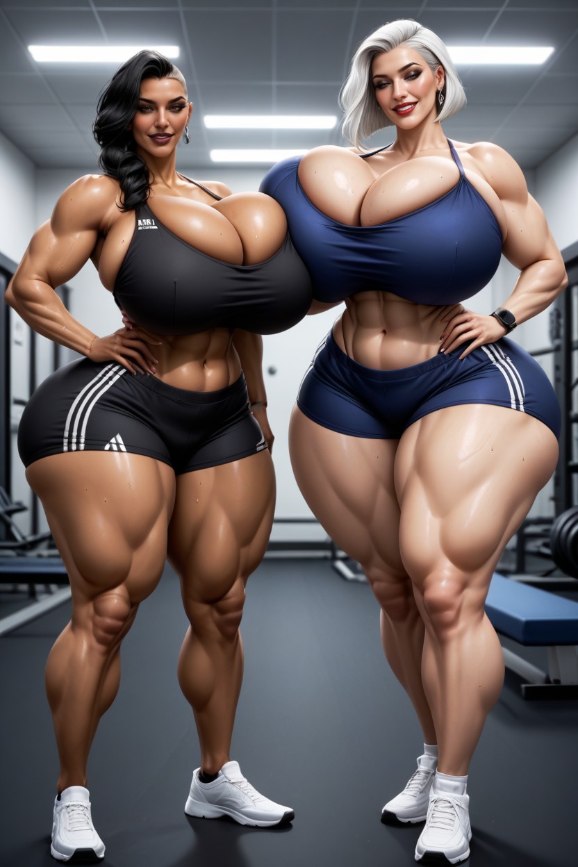 Gym, Thighs Exposed, Perfect Shapely Thick Figure AI Porn