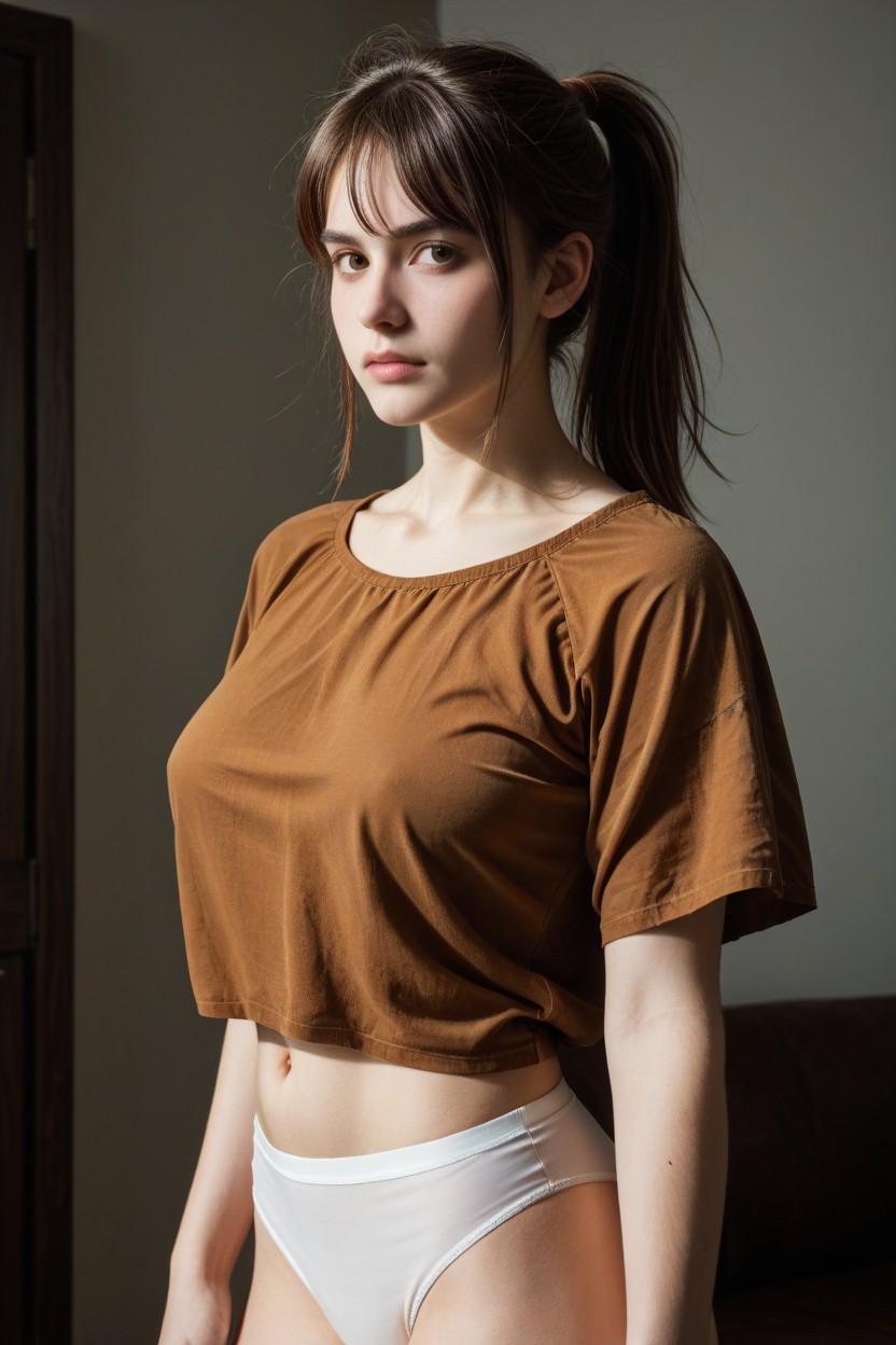 Heavy Boobs, Semi Profile, Waist Shot AI Porn