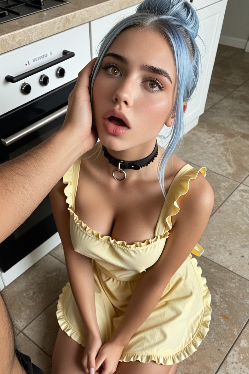Marigold Yellow Fringed Apron, Brazos Detrás De La Espalda, Blush Porno IA