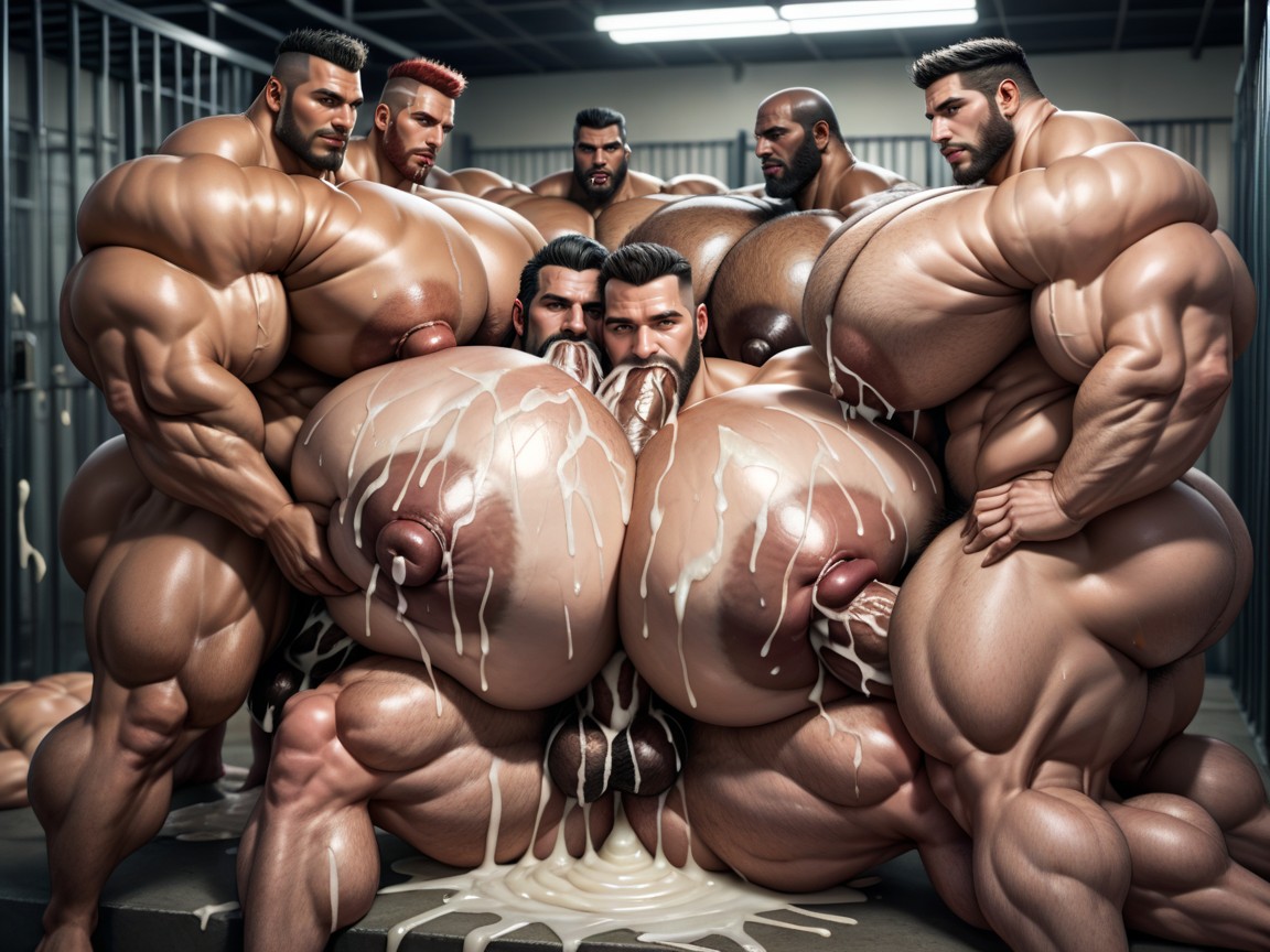 Harén, Sucking Each Other's Hyper Boobs And Eating Each Other's Ass And Pussy, Muslos Gruesos Porno IA