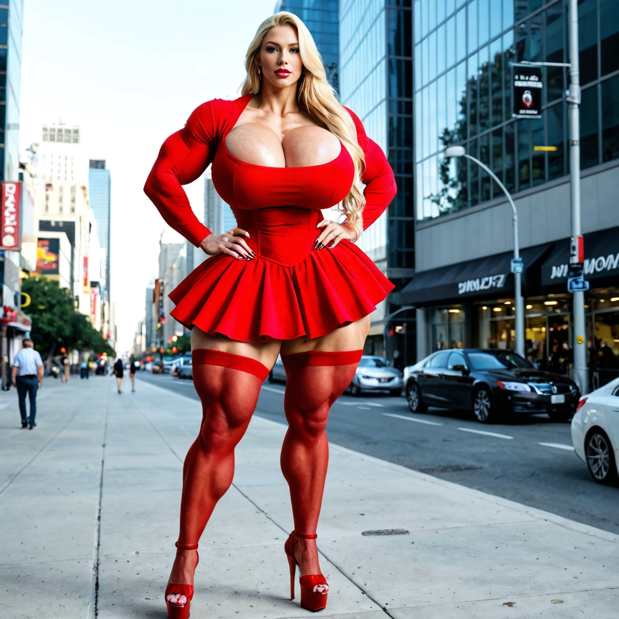 Hyper Muscle Mommy, Hyper Height, Tight Dress AI Porn