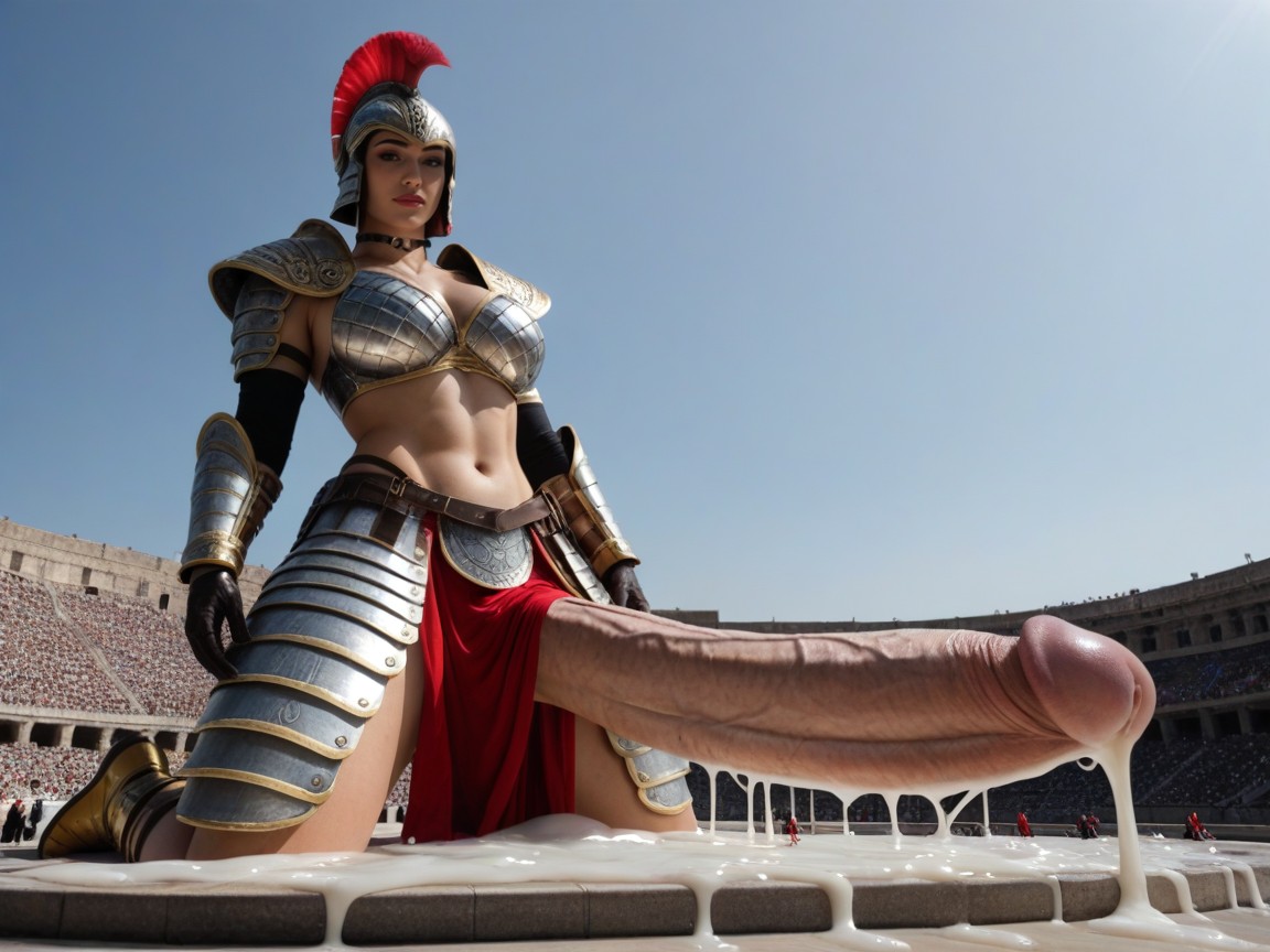 Pene De Poni, Red Accents Armored Skirt With Lavered Red Fabric Panels, Giant Cock Porno IA