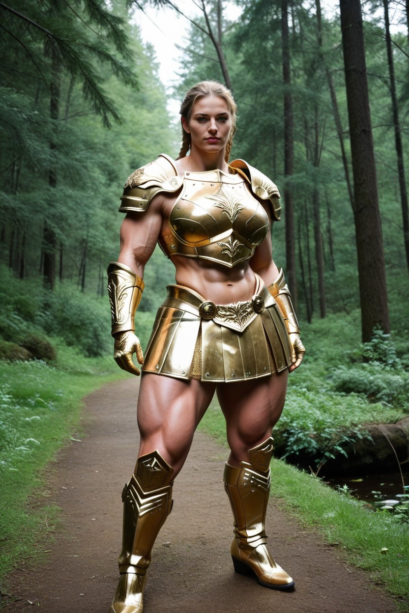 Gold Skirt, Stand, Arms Along The Body Porno IA