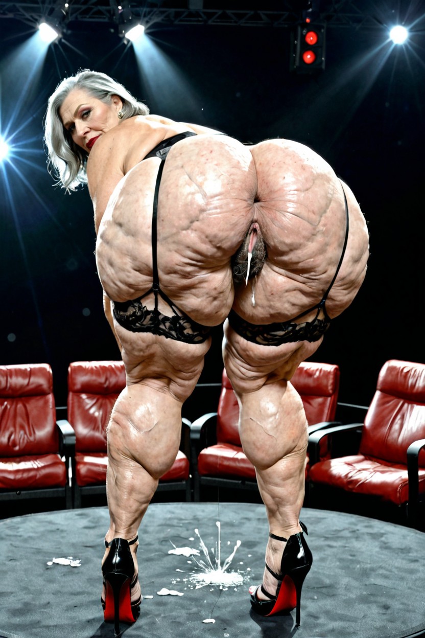 De Pie, Extremely Cellulite, Round Female Body Porno IA