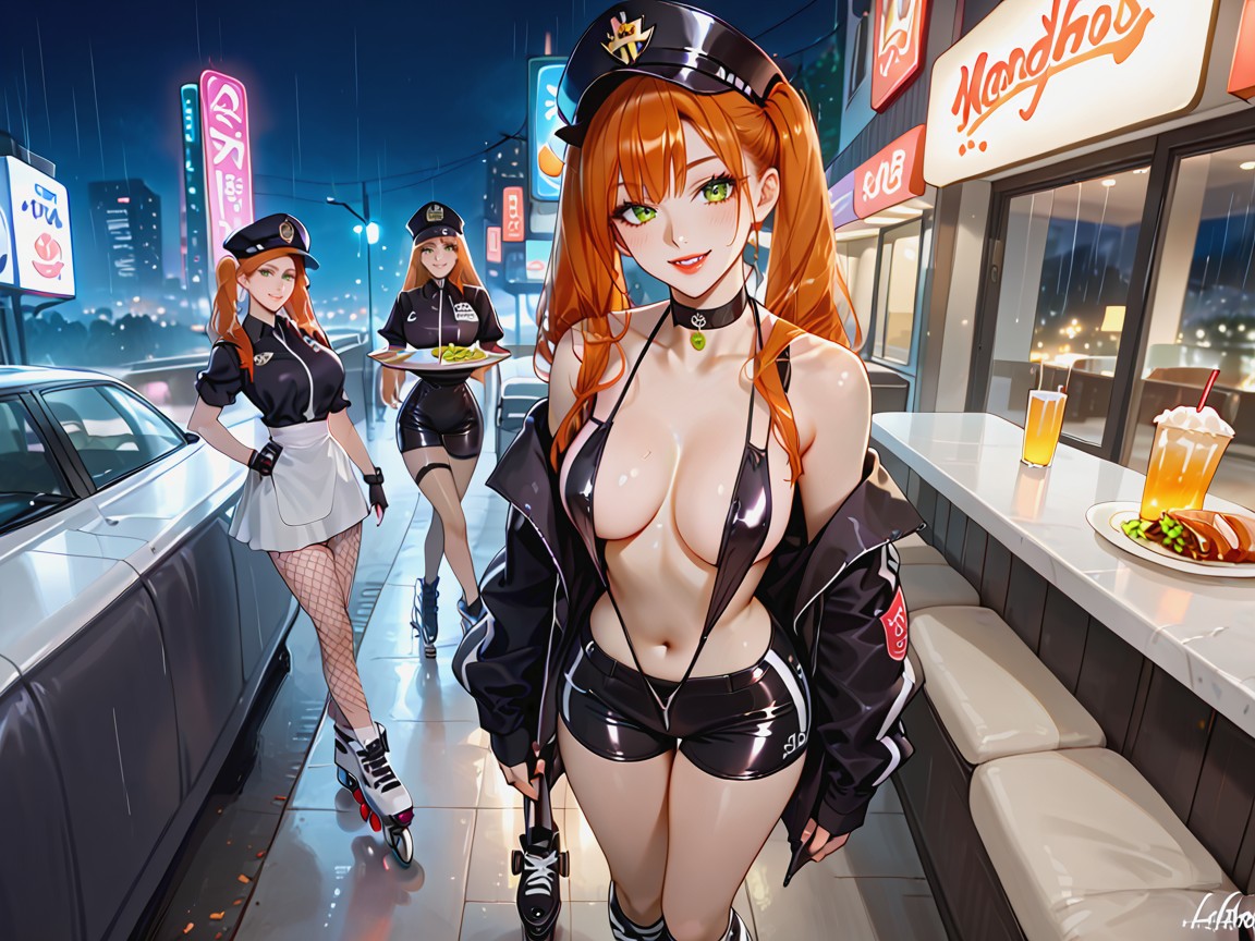 Fishnets, Choker, Off-balance AI Porn