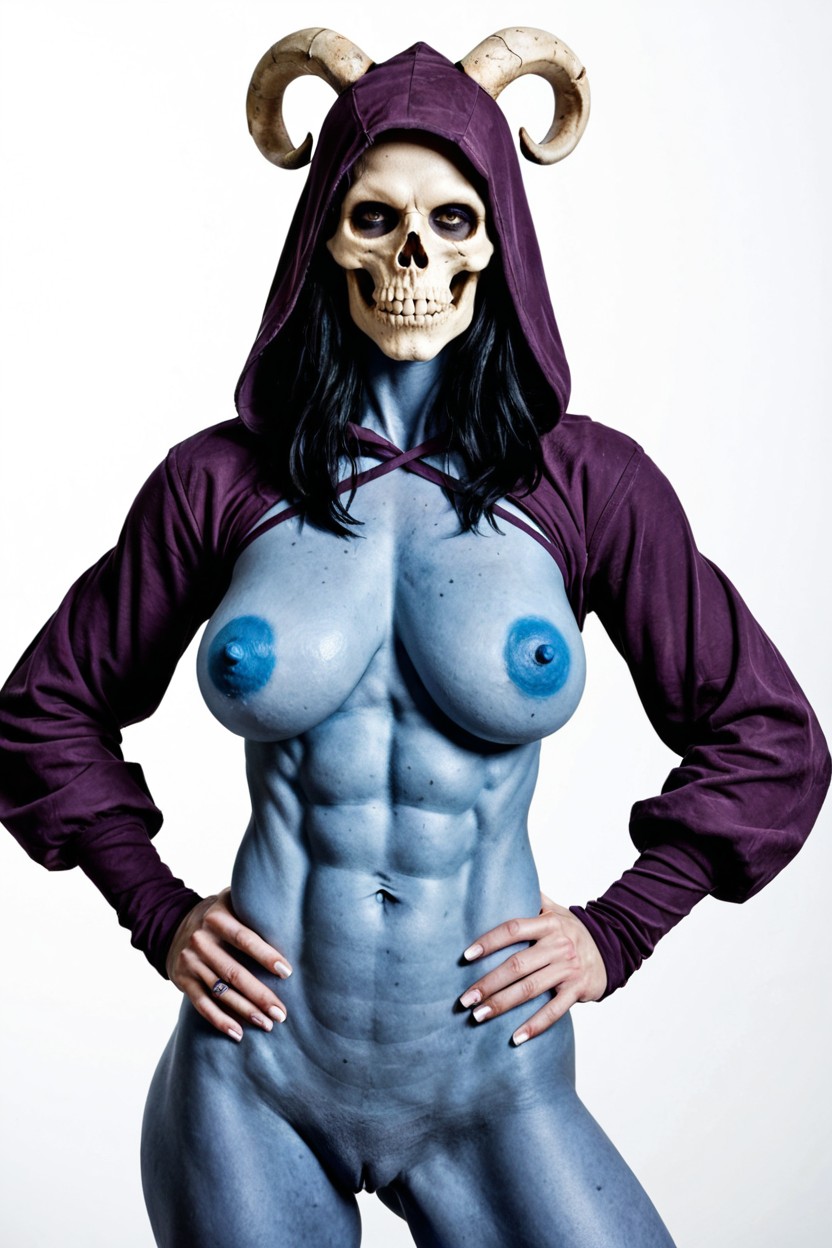 Dark Blue Nipples, Blue Skin, Saggy Boobs AI Porn