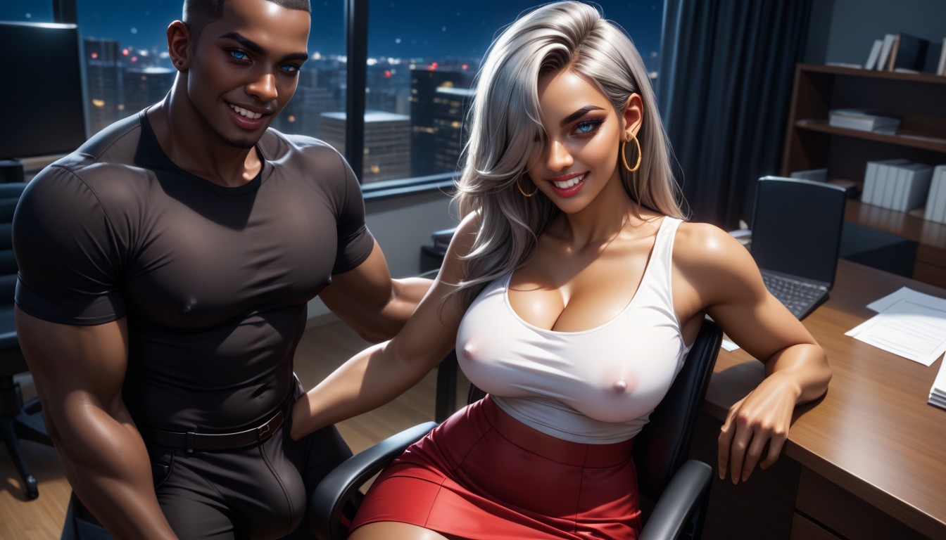 Hair Over Eye, Ombligo Al Descubierto, Pelo Ceniza Porno IA