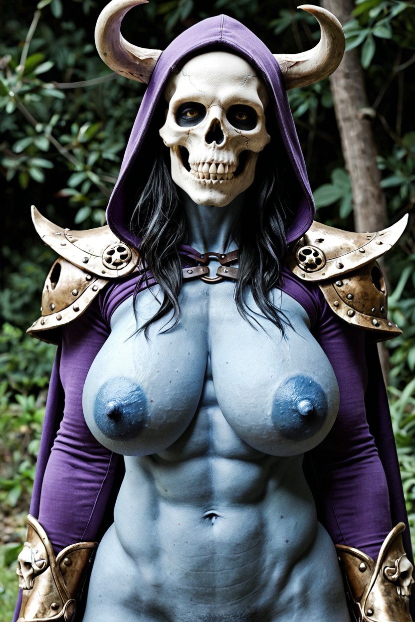 Natural Breasts, Pussy Wedgie, Purple Leather Criss Cross Armor On Her Chest To Her Shoulders Furry Barbarian Booty KI Porno