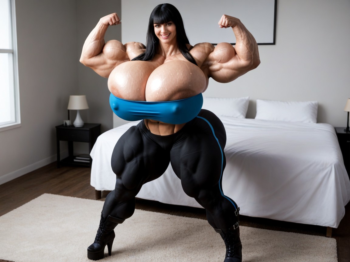 Form Fitting Clothes, Knee Lengh Boots, Bangs AI Porn
