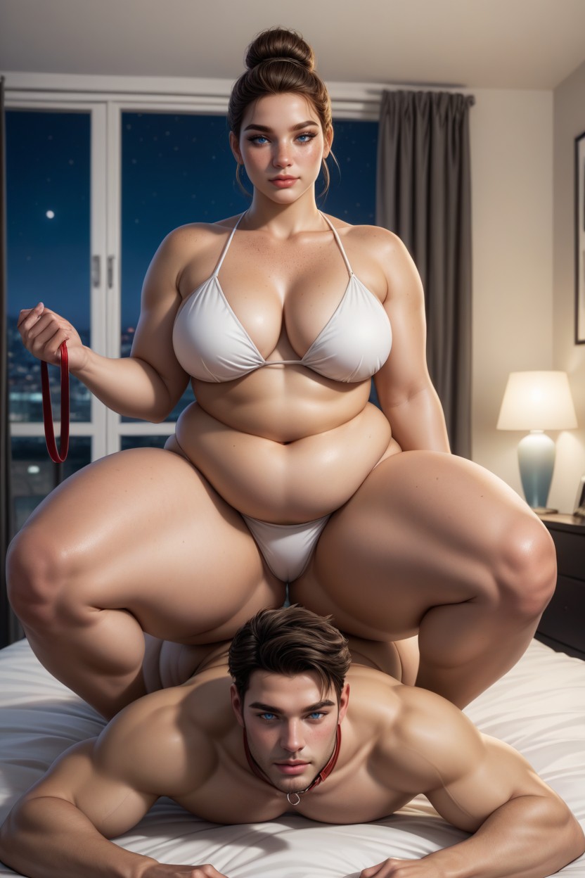 Oval Face, Bedroom, Man Standing On Fours AI Porn