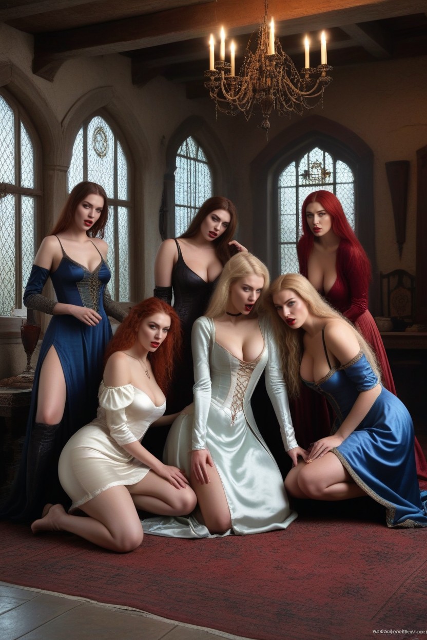 Harem, Medieval Theme, Four Women Porno IA