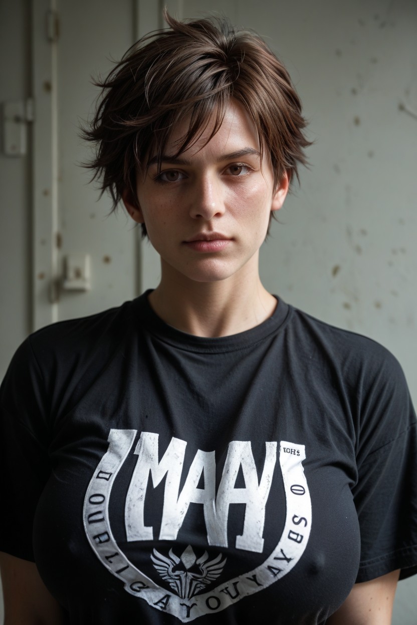 Brown Eyes, 25+, Tomboy Pixie Hair AI Porn