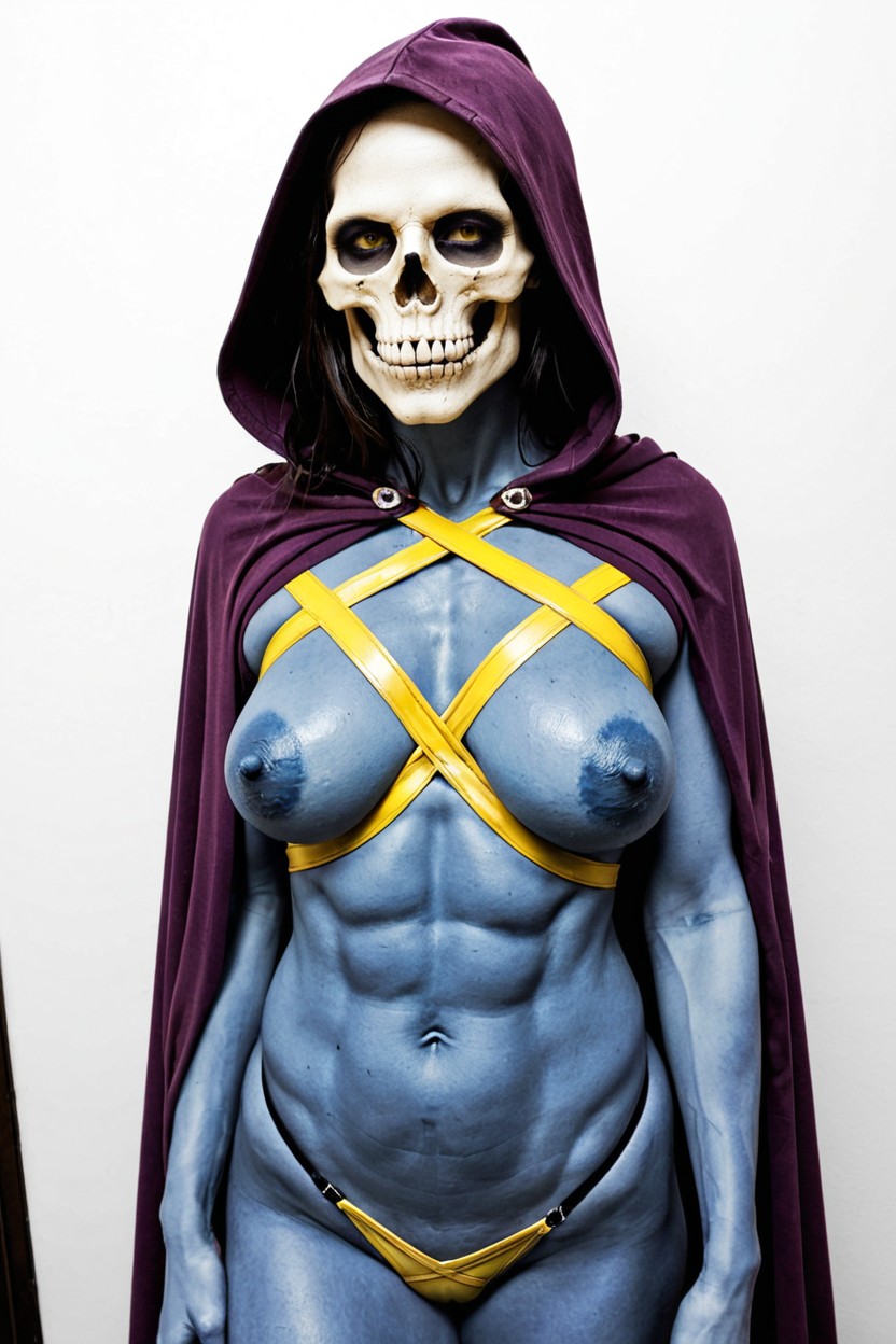 Side View, Top Down, Medium Blue Skin Entire Body AI Porn