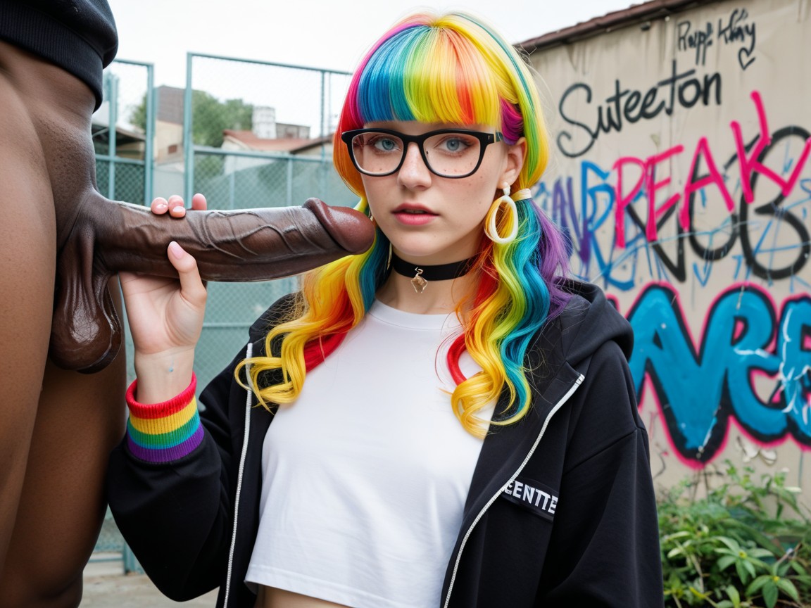 Saggy Testicles, Bangs Hair, Outdoors Pornografia de IA