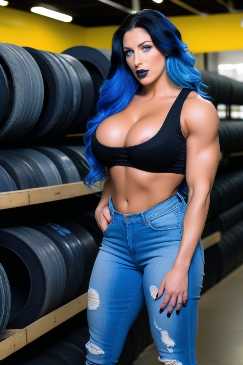 Hyper Thick Biceps, Latina, Sneakers AI Porn