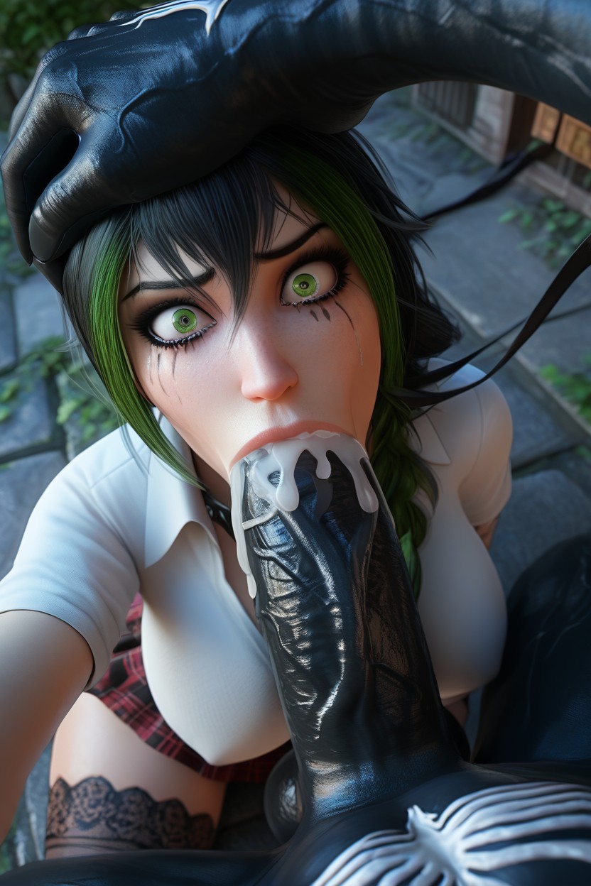 Green Highlights In Hair, Shocked, Six Foot Long Cock AI Porn