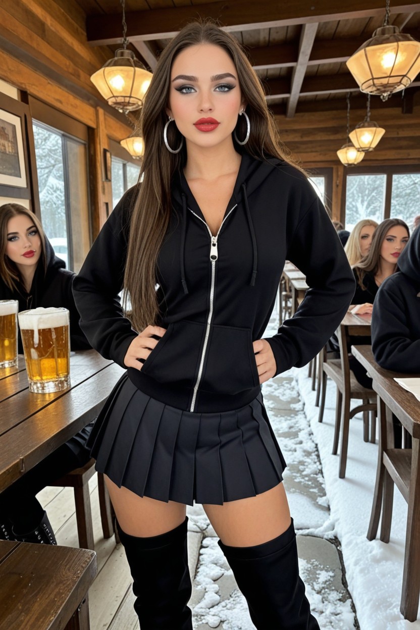 Silver Hoop Earrings, Cinematic, Waist Shot AI Porn