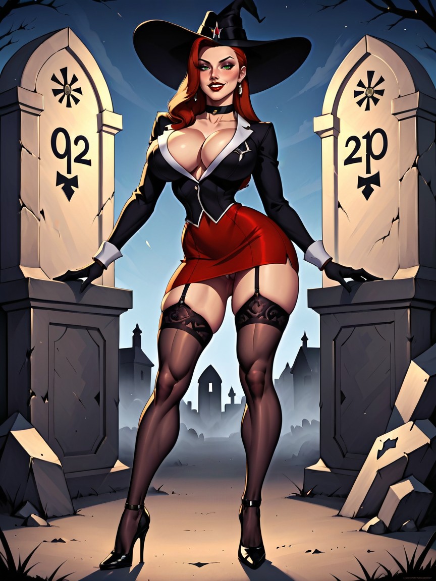 Full Body View, Hourglass, Black Garter Belt AI Porn