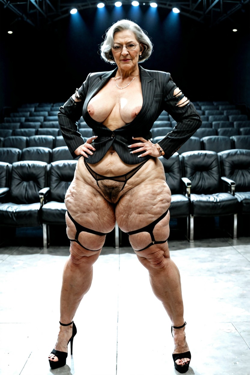 Extremely Wide And Heavy Buttocks, Round Female Body, Standing Pornografia de IA