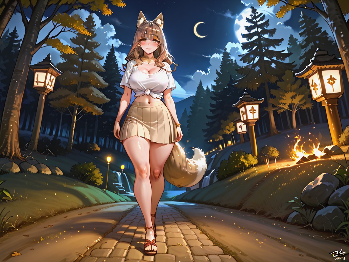 Straight Long Hair, Brown Sandals, 恥ずかしい AIポルノ