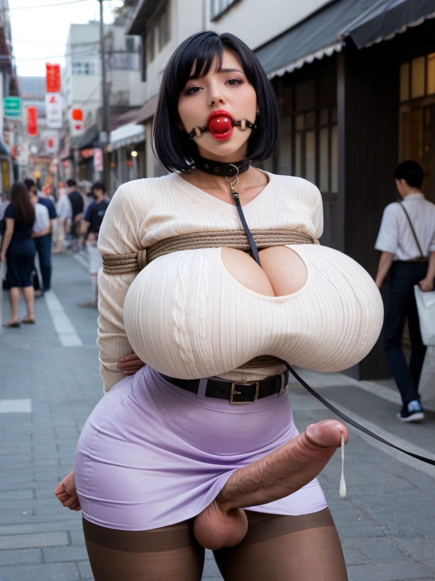 Erected Penis, Pale Skin, Black Thick Belt AIポルノ