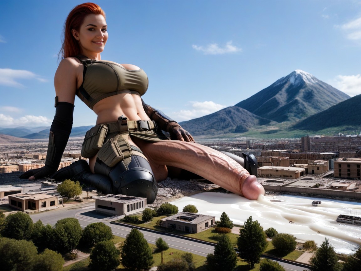 Excessively Bigger Than Mountain, Macro, Excessive Cum Shooting From Her Cock Flooding The Entire City AI Porn