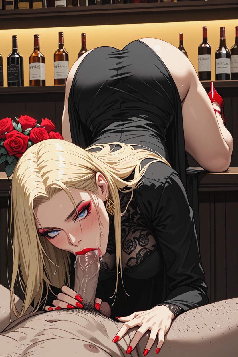 Hourglass Figure, Bimbo Pinup Style, Bar AI Porn