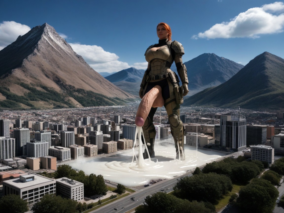 High-tech Materials, About Meters Tall Giantess, Massive Erect Cock AI Porn