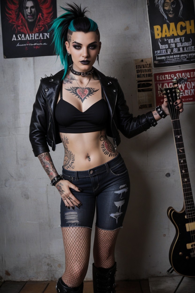 Bar, Tattoos On Her Legs, Tattoo In Belly Porno IA